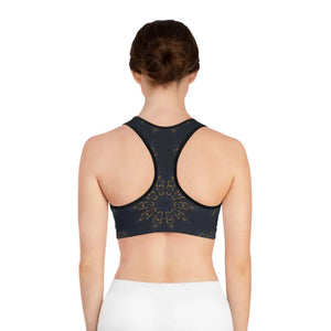 Stylish Sports Bra Navy Blue Mandala Pattern - Dipaliz - Bras