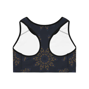 Stylish Sports Bra Navy Blue Mandala Pattern - Dipaliz - Bras
