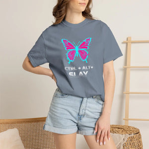 Ctrl + Alt + Slay Butterfly Graphic T-shirt - Vaporwave Retro Gaming Tee - T-shirts