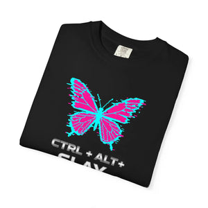 Ctrl + Alt + Slay Butterfly Graphic T-shirt - Vaporwave Retro Gaming Tee - T-shirts