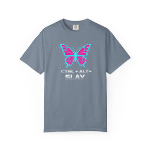 Ctrl + Alt + Slay Butterfly Graphic T-shirt - Vaporwave Retro Gaming Tee - T-shirts