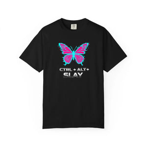 Ctrl + Alt + Slay Butterfly Graphic T-shirt - Vaporwave Retro Gaming Tee - T-shirts