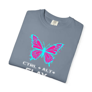 Ctrl + Alt + Slay Butterfly Graphic T-shirt - Vaporwave Retro Gaming Tee - T-shirts