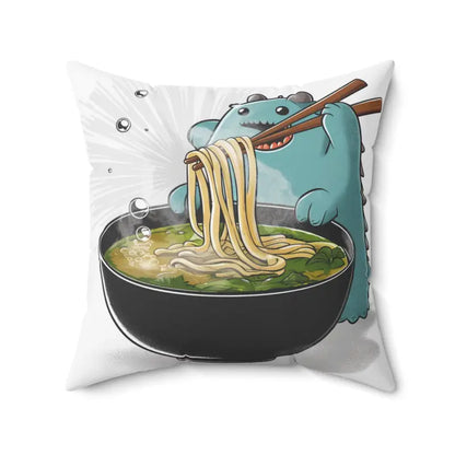 Cute Monster Savoring Ramen Spun Polyester Square Pillow - Home Decor