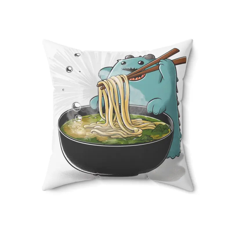 Cute Monster Savoring Ramen Spun Polyester Square Pillow - Home Decor