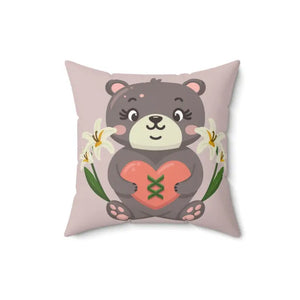 Teddy Bear Square Pillow - Polyester Heart Design - Dipaliz - 16’’ × - Throw Pillows