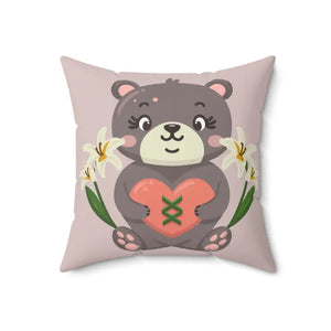 Teddy Bear Square Pillow - Polyester Heart Design - Dipaliz - 18’’ × - Throw Pillows