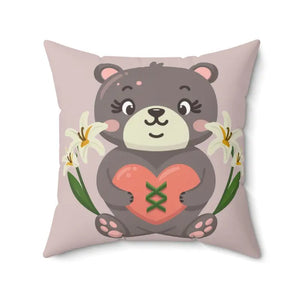 Teddy Bear Square Pillow - Polyester Heart Design - Dipaliz - 20’’ × - Throw Pillows