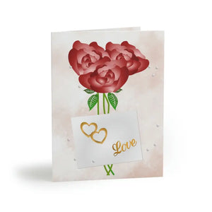 Greeting Cards - Roses Romance Valentine - Dipaliz - 16 Pcs / Matte / 4.25” x 5.5” - & Note