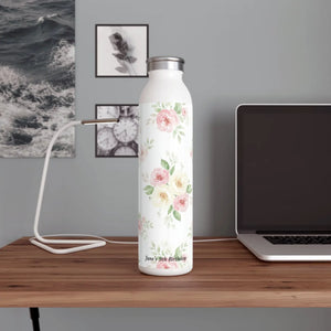 Custom Floral Slim Water Bottle - Stainless Steel Rose - Dipaliz - 20oz / White - Mug