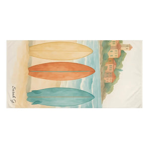 Surfboard Beach Towel – Watercolor Surf Design - Dipaliz - Towels