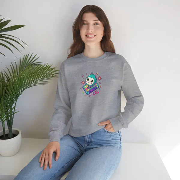 Sweatshirt - Alien Gamer Crewneck - Retro Space Cat Design - Dipaliz