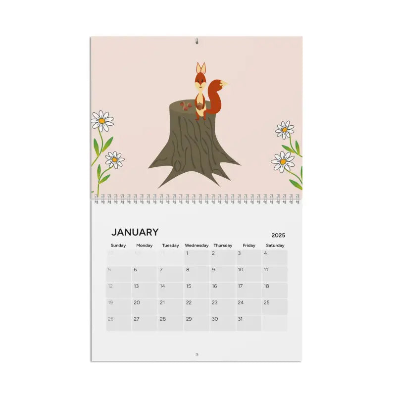 Spiral Bound Desk Calendar 2025: Cute Animals and Plants - 10.8’’ x 8.4’’ / Semi Glossy