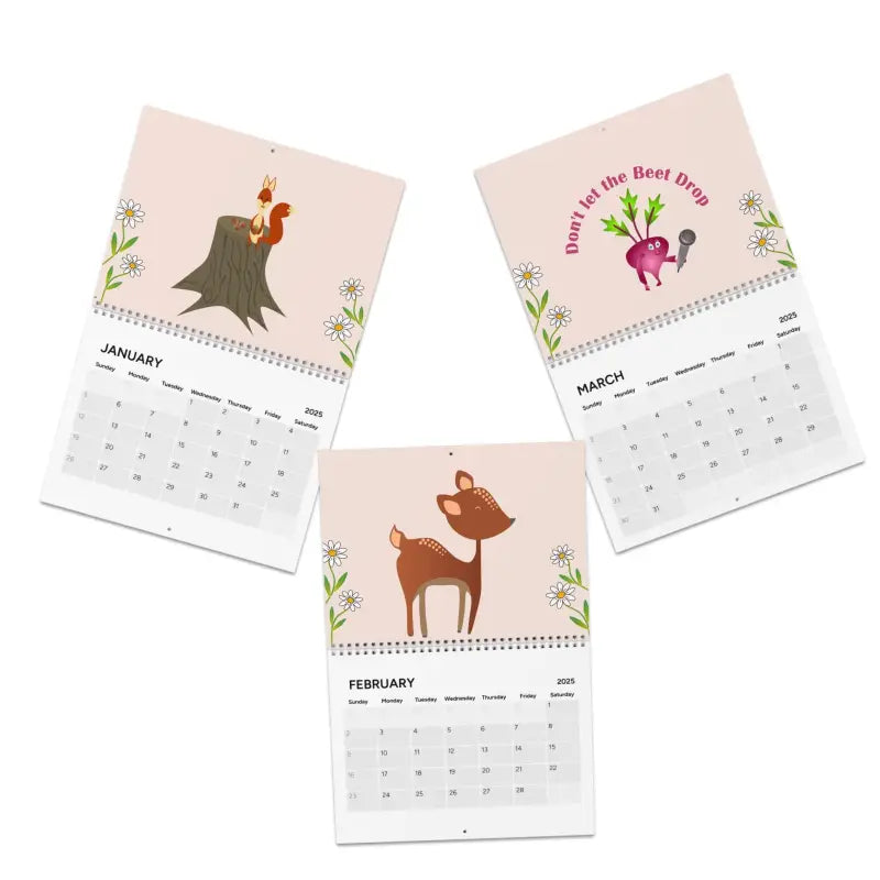 Spiral Bound Desk Calendar 2025: Cute Animals and Plants - 10.8’’ x 8.4’’ / Semi Glossy