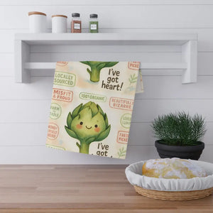 Whimsical Artichoke Charm Tea Towels Eco-friendly Kitchen - Dipaliz - Cotton Twill / 18’’ × 30’’