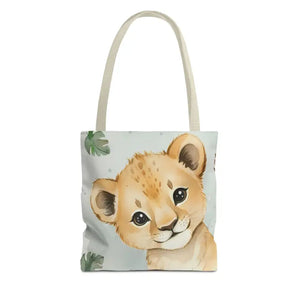 Bags - Cute Baby Lion Tote Bag - Watercolor Safari Print - Dipaliz 13’’ × / Beige