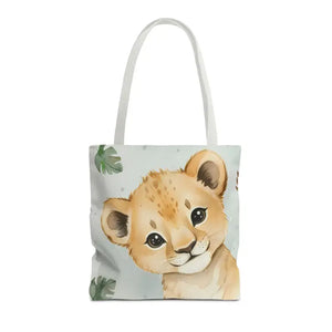 Bags - Cute Baby Lion Tote Bag - Watercolor Safari Print - Dipaliz 16’’ × / White