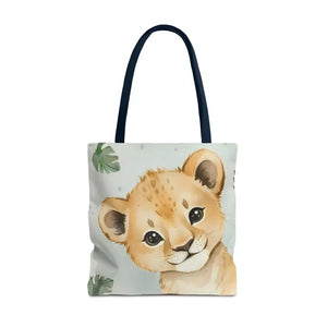 Bags - Cute Baby Lion Tote Bag - Watercolor Safari Print - Dipaliz 18’’ × / Navy