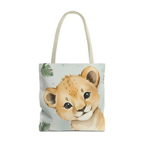Bags - Cute Baby Lion Tote Bag - Watercolor Safari Print - Dipaliz 18’’ × / Beige