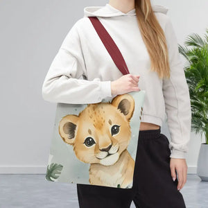 Bags - Cute Baby Lion Tote Bag - Watercolor Safari Print - Dipaliz