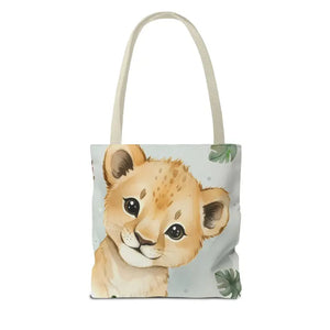 Bags - Cute Baby Lion Tote Bag - Watercolor Safari Print - Dipaliz