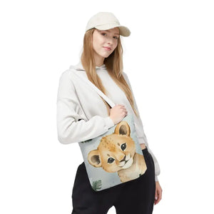 Bags - Cute Baby Lion Tote Bag - Watercolor Safari Print - Dipaliz