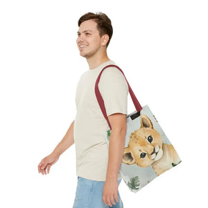 Bags - Cute Baby Lion Tote Bag - Watercolor Safari Print - Dipaliz