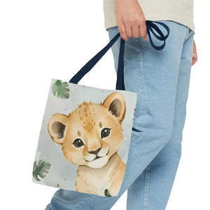 Bags - Cute Baby Lion Tote Bag - Watercolor Safari Print - Dipaliz