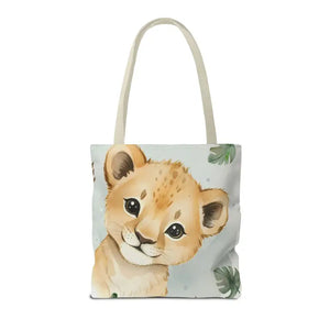 Bags - Cute Baby Lion Tote Bag - Watercolor Safari Print - Dipaliz