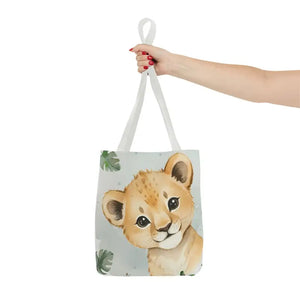 Bags - Cute Baby Lion Tote Bag - Watercolor Safari Print - Dipaliz