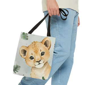 Bags - Cute Baby Lion Tote Bag - Watercolor Safari Print - Dipaliz