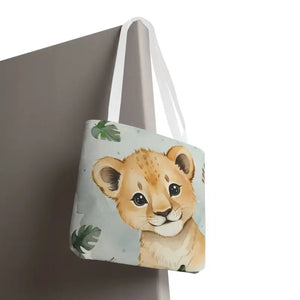 Bags - Cute Baby Lion Tote Bag - Watercolor Safari Print - Dipaliz