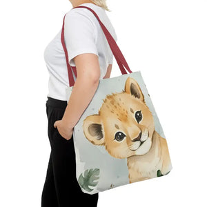 Bags - Cute Baby Lion Tote Bag - Watercolor Safari Print - Dipaliz