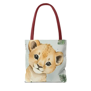 Bags - Cute Baby Lion Tote Bag - Watercolor Safari Print - Dipaliz