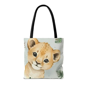 Bags - Cute Baby Lion Tote Bag - Watercolor Safari Print - Dipaliz
