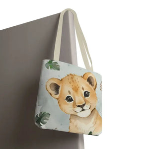 Bags - Cute Baby Lion Tote Bag - Watercolor Safari Print - Dipaliz