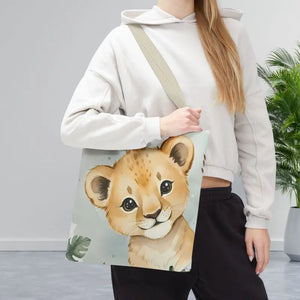 Bags - Cute Baby Lion Tote Bag - Watercolor Safari Print - Dipaliz