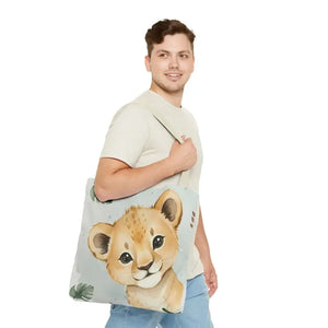 Bags - Cute Baby Lion Tote Bag - Watercolor Safari Print - Dipaliz