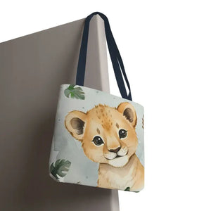 Bags - Cute Baby Lion Tote Bag - Watercolor Safari Print - Dipaliz