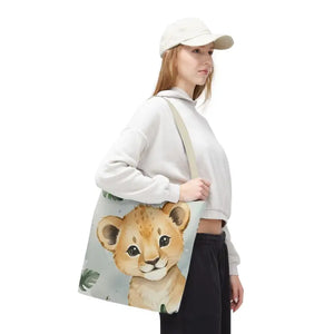 Bags - Cute Baby Lion Tote Bag - Watercolor Safari Print - Dipaliz