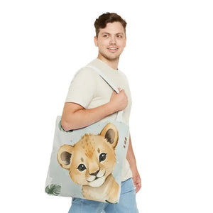 Bags - Cute Baby Lion Tote Bag - Watercolor Safari Print - Dipaliz