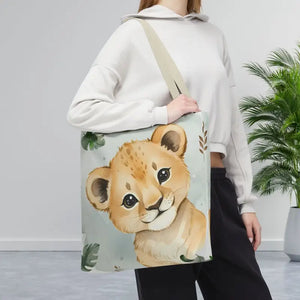 Bags - Cute Baby Lion Tote Bag - Watercolor Safari Print - Dipaliz