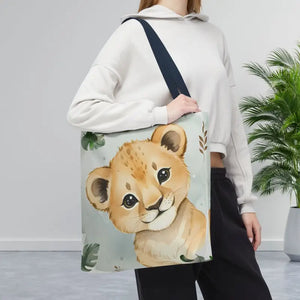 Bags - Cute Baby Lion Tote Bag - Watercolor Safari Print - Dipaliz