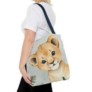 Bags - Cute Baby Lion Tote Bag - Watercolor Safari Print - Dipaliz