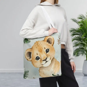 Bags - Cute Baby Lion Tote Bag - Watercolor Safari Print - Dipaliz