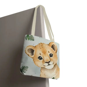 Bags - Cute Baby Lion Tote Bag - Watercolor Safari Print - Dipaliz