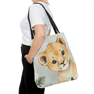 Bags - Cute Baby Lion Tote Bag - Watercolor Safari Print - Dipaliz