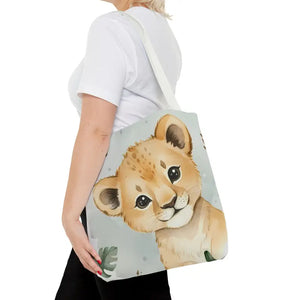 Bags - Cute Baby Lion Tote Bag - Watercolor Safari Print - Dipaliz