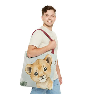 Bags - Cute Baby Lion Tote Bag - Watercolor Safari Print - Dipaliz