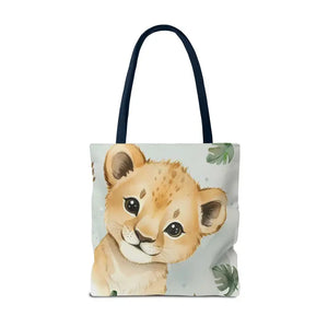 Bags - Cute Baby Lion Tote Bag - Watercolor Safari Print - Dipaliz